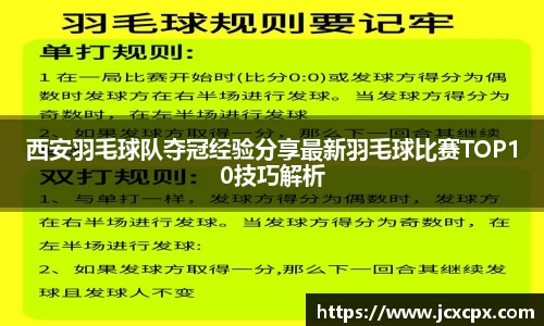 西安羽毛球队夺冠经验分享最新羽毛球比赛TOP10技巧解析